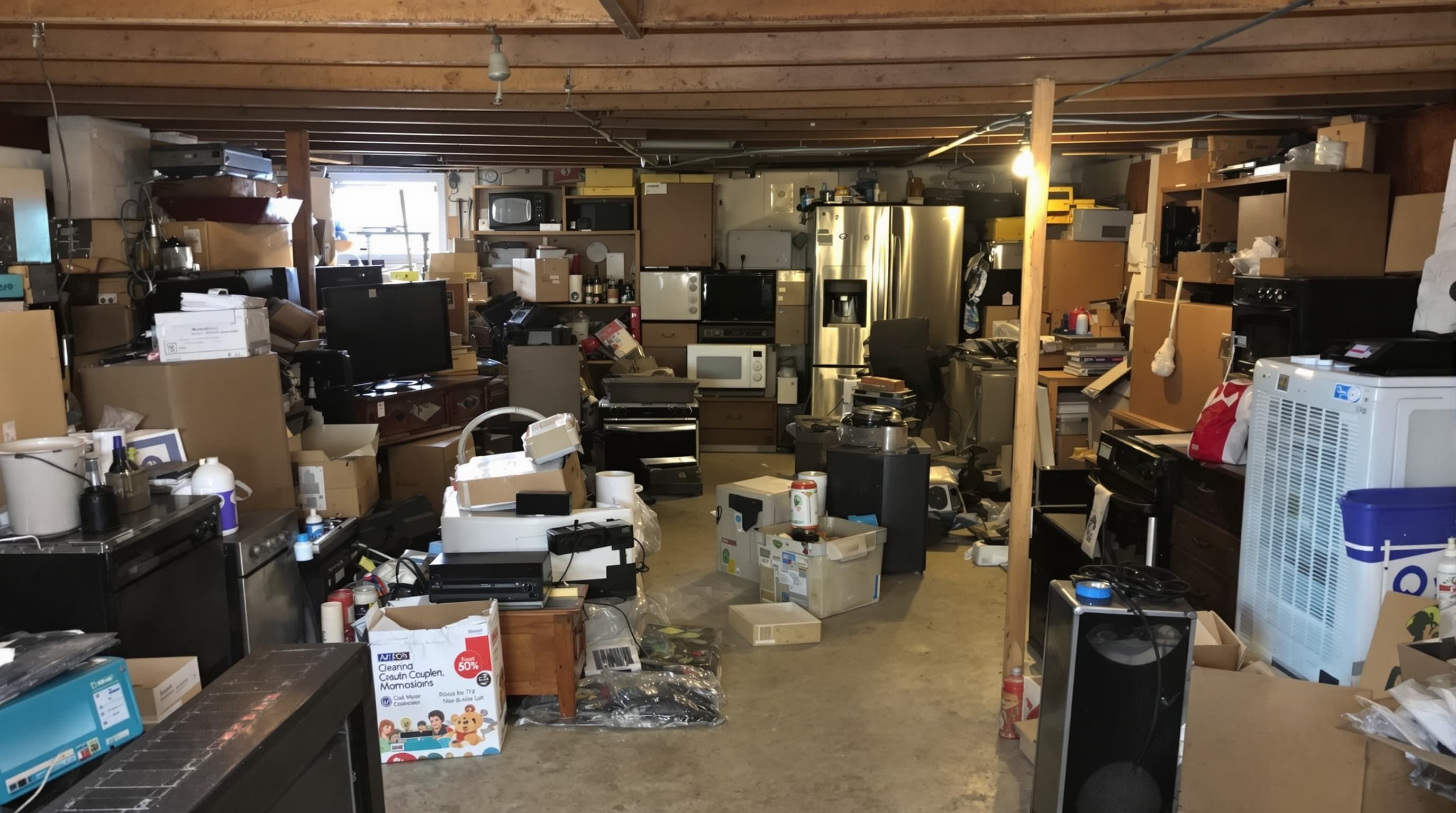 Packed basement before cleanout